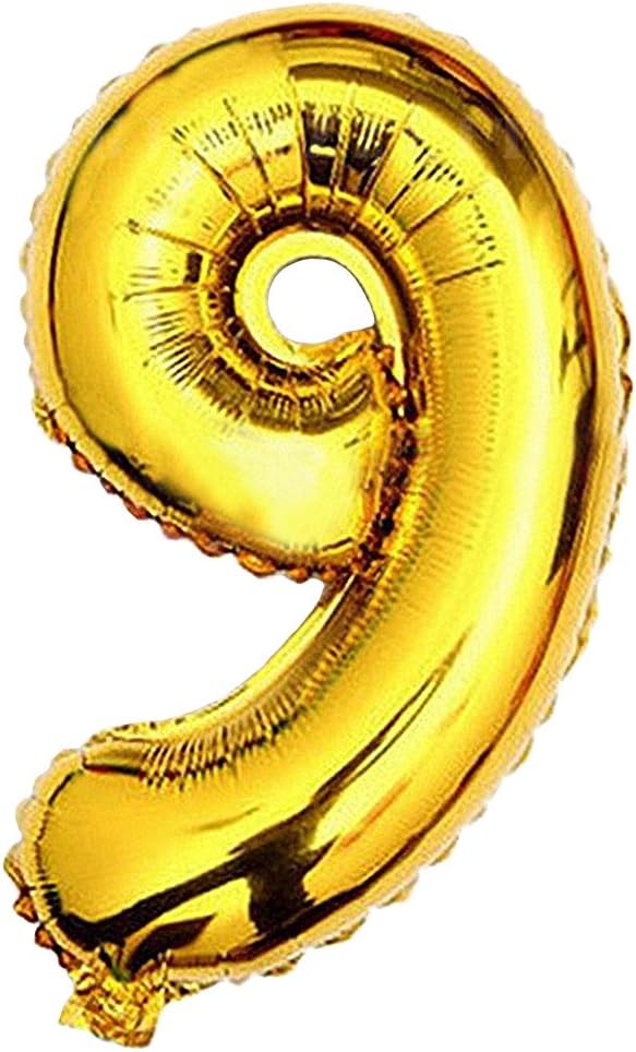 Glanzzeit 16 Inch Gold Balloons Decor Letters A to Z Numbers 0 to 9 for Wedding Prom Birthday Party (Number 9)