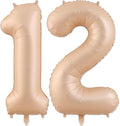 12 Balloon, Number 12 Balloon, Number Balloons 40 Inch, Beige Large Big Foil Number 21 Balloons for Birthday Party Graduation Wedding Anniversary Bachelorette Events Party Decoration Supplies