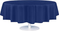 Grandipity 12 Pack Premium Disposable Plastic Tablecloth 84" Inch Decorative Round Table Cover - Navy Blue