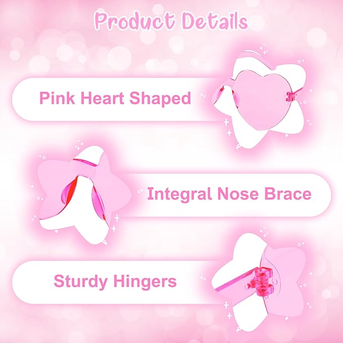Valentines Heart Shaped Glasses for Women Girls 12 Pairs Valentines Party Favors Pink Sunglasses Bulk Galentines Day Decorations Valentine Glasses Goodie Bag Stuffers Gifts Eyewear Accessories Kids