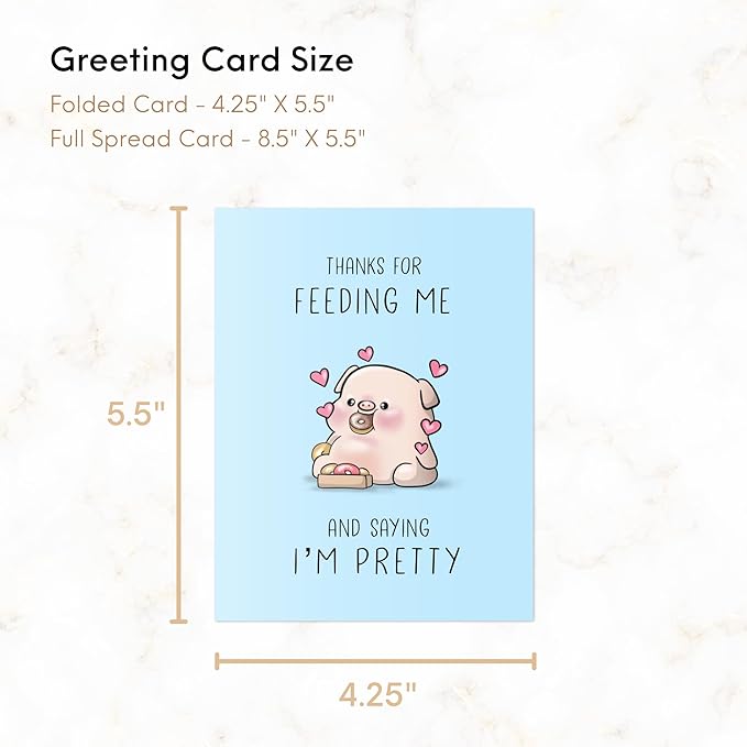 Anniversary Card Mother's Day Birthday for Mom Dad Wife Husband Girlfriend Boyfriend Stepmom Aunt Parents – Cute Funny Sarcastic Greeting Card for Father’s Day – Blank Inside (Thanks for Feeding Me)