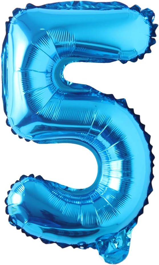 Blue 28 inch Letter Balloons Alphabet Number Balloons Foil Mylar Party Wedding Bachelorette Birthday Bridal Baby Shower Graduation Anniversary Celebration Decoration (Can not Float) (28 inch Blue 5)