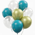 AFTERLOON® Biodegradable Balloons 24 pcs Clear/Gold/Aqua 10 Inch Pearl Color, Matte Color Thickened Extra Strong Natural Latex Helium Float, for Baby Gender Reveal Wedding Birthday Party Decorations