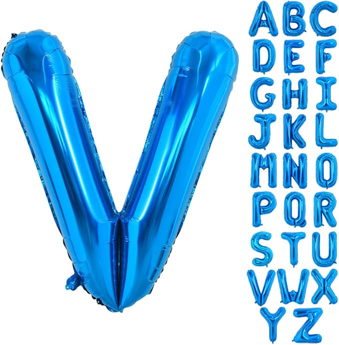 TONIFUL 40 Inch Large Blue Letter V Giant Alphabet Letter Balloons,Foil Mylar Big Balloons for 2026 Graduation Birthday Party Anniversary New Year Graduation Supplies Decorations