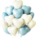 TONIFUL 30Pcs 18 Inch Light Blue Cream White Balloons Pastel Blue Heart Shape Foil Mylar Banners Decoration for Birthday Valentine's Day Wedding Bridal Shower Anniversary Engagement Party Supplies