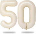 Beige 50 Birthday Balloon Numbers, 40 Inch Large Cream Foil Number 5 and 0 Balloons for Women, 50th Birthday Balloons White Sand for 50 Year Old Men Anniversary Birthday Party Decorations Supplies