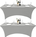 109 2-Pack 4ft Spandex Table Covers for Rectangular Folding Tables - Wrinkle Resistant Stretch Tight Table Cloths - Ultimate Fitted Table Protector for Parties, Banquet, and Wedding