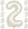 SUWEN 40 Inch Cream White Large 2 Number Balloons Big Foil Helium Number Balloons 0-9 Jumbo Happy 2nd Mylar Birthday Party Decorations for Boy or Girl Anniversary Party Supplies