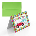 WHEELIE Great Car Birthday Pun Themed Single (1) All Occasion Blank Birthday Card To Send To Friends & Family, 4"x 6" (when folded) Fill In Greeting Note Card by AmandaCreation