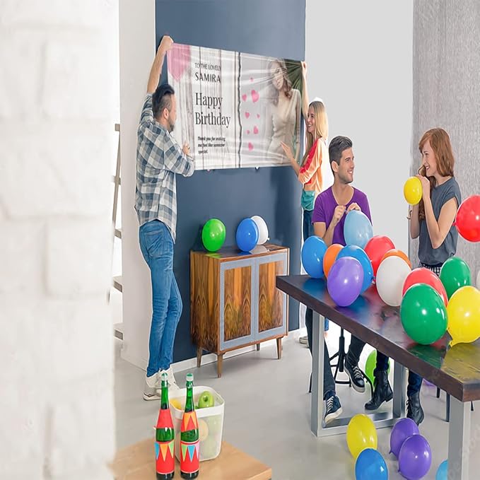 Custom Birthday Vinyl Banner Sign, Personalized Party Backdrop and Gift, Party Decoration - From NiceMemoryLLC. (Style-01)