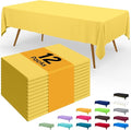 Smiry Disposable Table Cloth - 12 Pack, 54 x 108 Inch Waterproof Rectangle Tablecloths for Parties, Decorative Plastic Table Cover, Leakproof & Sturdy, Yellow