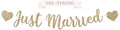 Pre-strung Just Married Banner - No DIY - Gold Glitter Wedding Party Banner in Script - Pre-strung Garland on 6 ft Strand - Gold Wedding Reception Party Decorations & Decor. Did We Mention No DIY