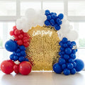 Red White and Blue Balloon Arch Kit with Silver Star – Double-Stuffed Balloons in 5"/12"/18" for 4th of July, Graduation, Patriotic Birthday, Baseball Party Decorations