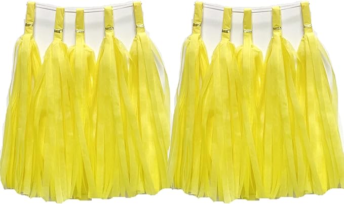 Tissue Paper Tassels Garland Banner Table Decor Party Banner Wedding Birthday Baby Shower Nursery Party Decorations Supplies (20, Yellow)