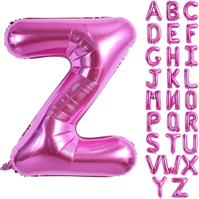 TONIFUL 40 Inch Large Rose Red Letter Z Balloons - Giant Hot Pink Alphabet Letter Balloons for Birthday Party Anniversary Supplies Decorations