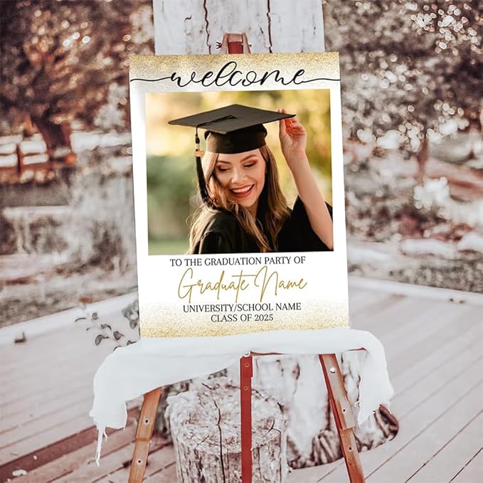 Graduation Party Welcome Sign, Photo Graduation Poster, Greenery Grad Poster, Grad Party Decorations, Senior 2025 2026, Class of 2025 Welcome Board,Custom Grad Celebration Sign, Graduates, Canvas 1