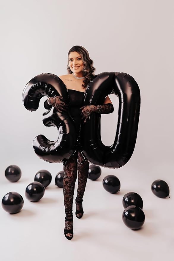 40 Inch Number Balloons, Black Balloons for Birthday Party Decoration, Foil Number 0 Ballon for 10, 20, 30, 100, 2026 Celebration, Birthday, Baby Shower, Anniversary Decor