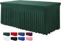 Table Skirts for Rectangle Tables 8ft - One-Piece Hunter Green Tablecloths and Skirt, Wrinkle Resistant Ruffles Elastic Cover for Banquets, Weddings, Events, Parties