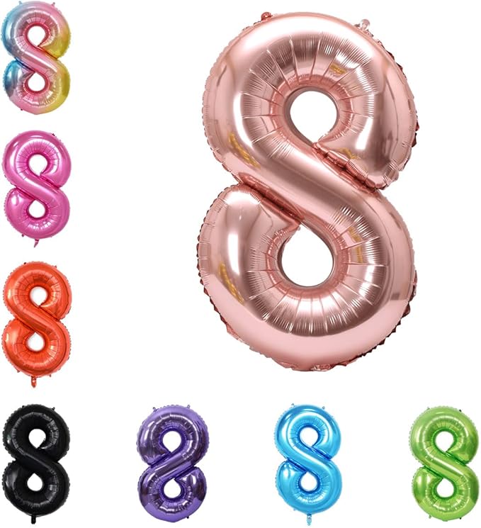 40 Inch Large Foil Helium Number Balloon Birthday Wedding Party 0-9 (Rose Gold, 8)