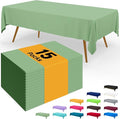 Smiry Disposable Table Cloth - 15 Pack, 54 x 108 Inch Waterproof Rectangle Tablecloths for Parties, Decorative Plastic Table Cover, Leakproof & Sturdy, Sage Green