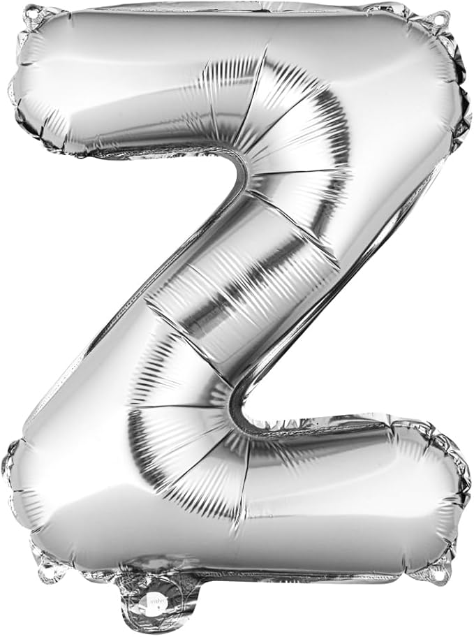 Restaurantware-Balloonify 16 Inch Letter Balloon, 1 Alphabet Party Balloon - Letter Z, Self-Sealing, Silver Foil Mylar Finish, Hanging Loop, Decoration For Birthday, Wedding, Or Graduation