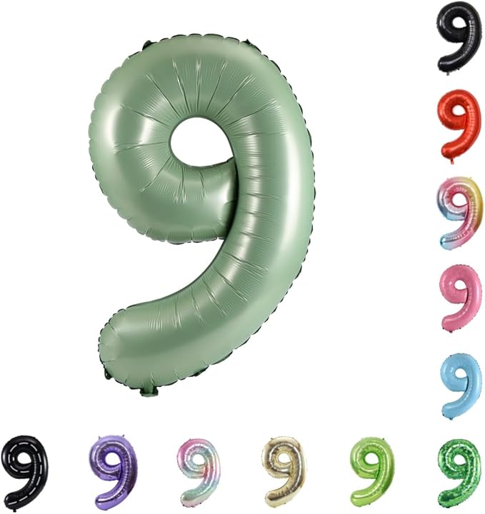 40 Inch Large Foil Helium Number Balloon Birthday Wedding Party 0-9 (Olive Green, 9)