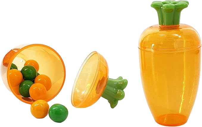 The Dreidel Company 24-Pack Fillable Easter Carrots Containers, Bright Orange Plastic Carrot, Perfect for Easter Hunt, Surprise 4." Inch Carrots (24-Pack)