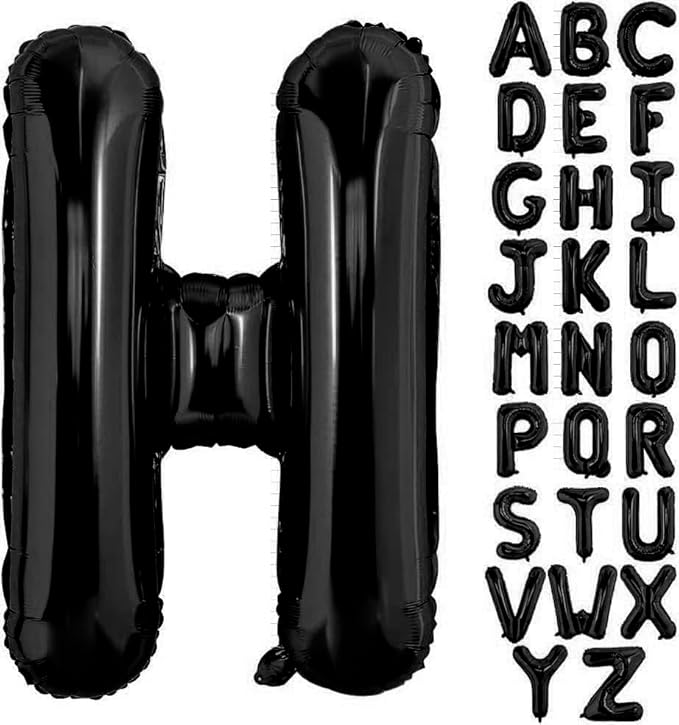 Black Letter H Balloons, 40 Inch Alphabet H Letter Balloons Foil Mylar Big Letter Balloons for Birthday Party Anniversary New Year Graduation Wedding Decorations