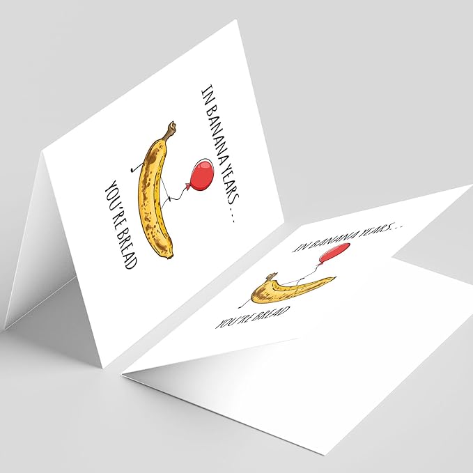 PIUST Funny Banana Bread Birthday Cards, Humorous Birthday Card for Men Women, Happy Birthday Gifts for Friend Sister Brother, In Banana Years You're Bread Card (19)