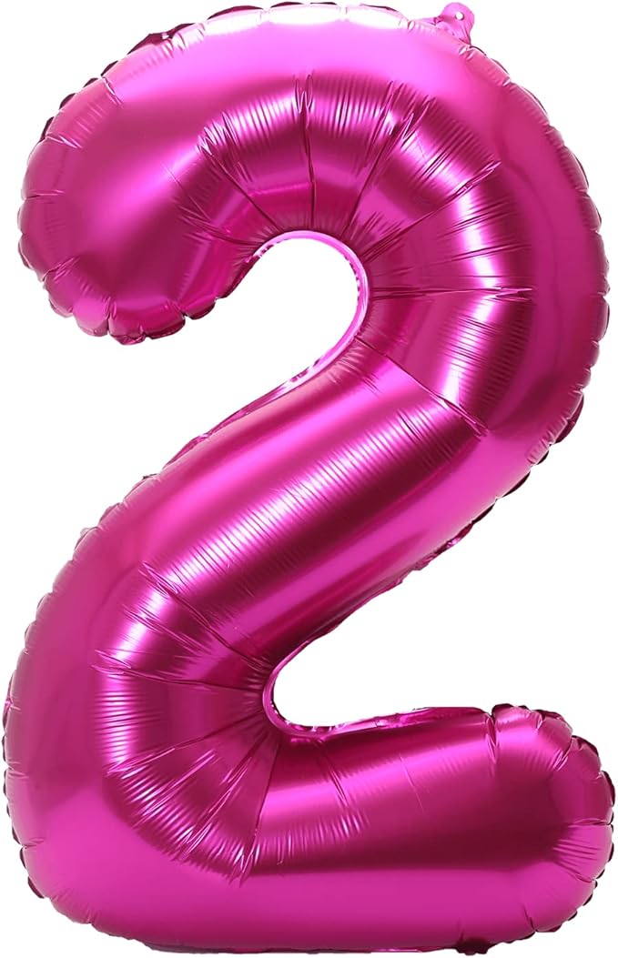 YPSelected 32 Inch Large Foil Helium Number Balloon Birthday Wedding Party 0-9 (Rose Red, 2)