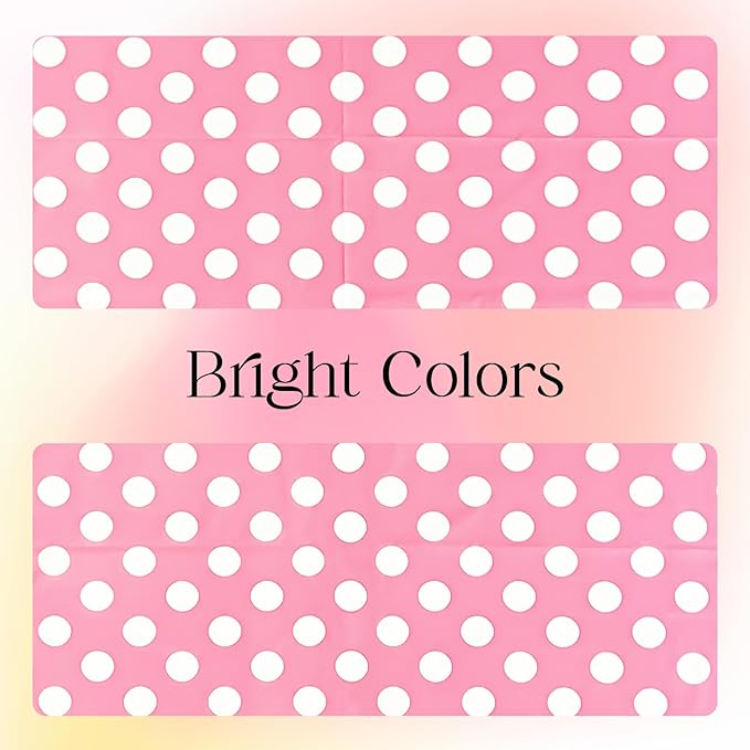 2 Pieces Pink Polka Dot Rectangle Tablecloth - 54x72“ Decorative & Stain Resistant Table Cloth with Polka Dot Pattern, Table Cover for Dining Table, Buffet, Wedding, Camping, Party & Wedding