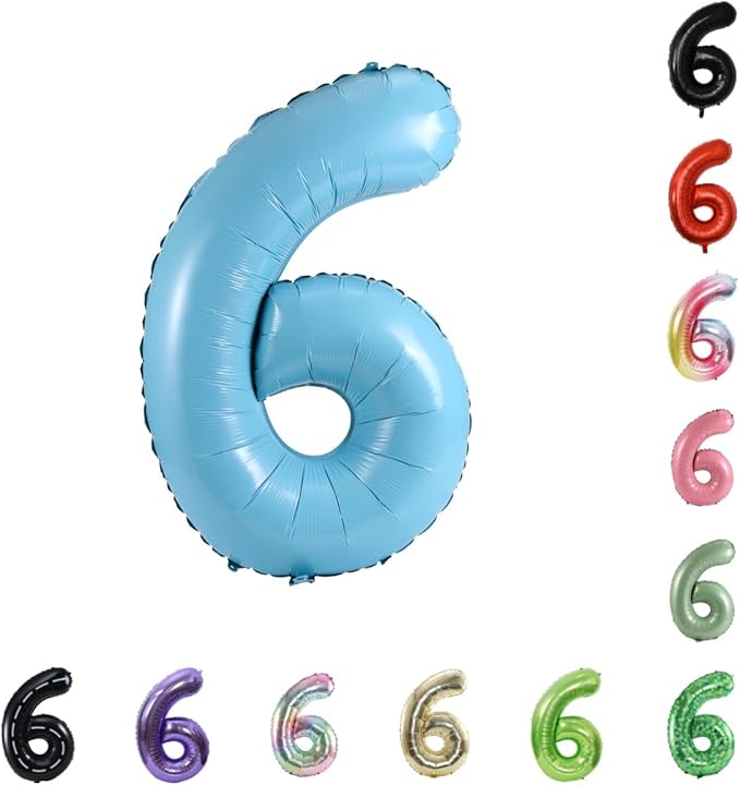 40 Inch Large Foil Helium Number Balloon Birthday Wedding Party 0-9 (Baby Blue, 6)