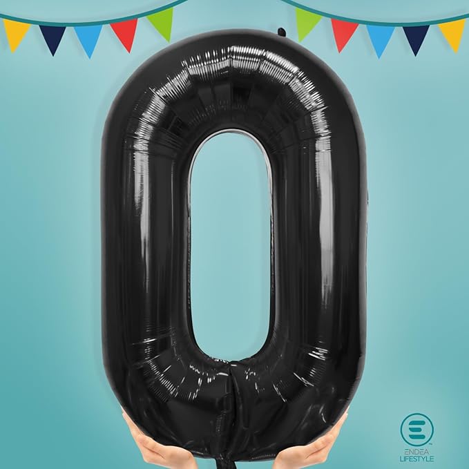 40 Inch Large Black Number Celebration and Decoration Balloon for Birthday Parties, Graduations, Anniversaries, Weddings, Photo Shoots, Special Events - Helium Foil Mylar (Black Number 0)