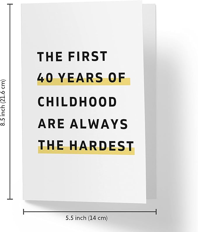 Karto Funny 40th Birthday Card for Men Women - Large 5.5x8.5 inch 40 Years Old Birthday Cards for Him Her - Childhood