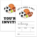 Ball Sports Birthday Party Invitation Cards For Girls Boys Kids, Sports Birthday Party Supplies Favors, 20 Fill-In Invitation Cards with Envelopes -21