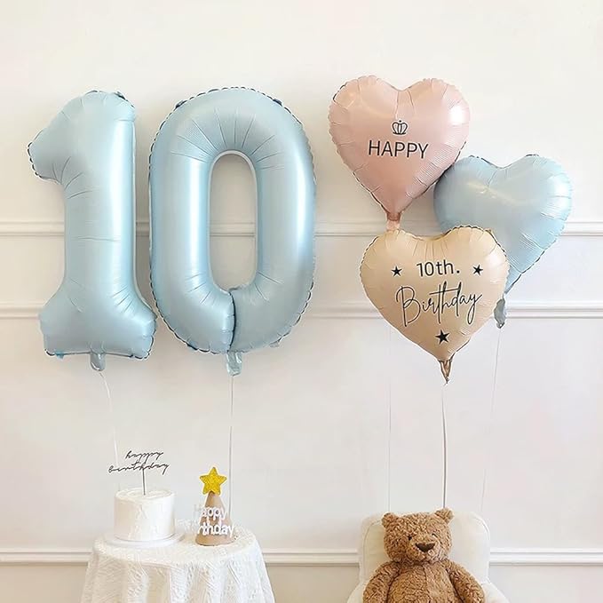 40 Inch Matte Blue 4 Number Balloons Light Blue Number 4 Foil Balloon Mylar Helium Balloon for Birthday Party Decoration Wedding Anniversary Supplies (Number 4)