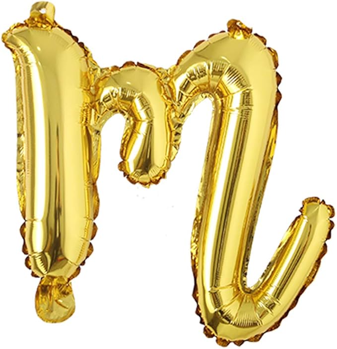 18 inch Gold DIY a-z Handwriting lowercase letters name Foil balloon Letter character birthday Wedding party decoration Balloon (18 inch Gold m)