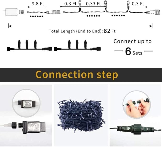 Christmas Decorations Outdoor String Lights - 25m/82ft 220 LEDs 8 Modes Memory Function End-to-End Extendable Plug in Waterproof Fairy Light for Thanksgiving Halloween Wedding Patio Decor - Warm White