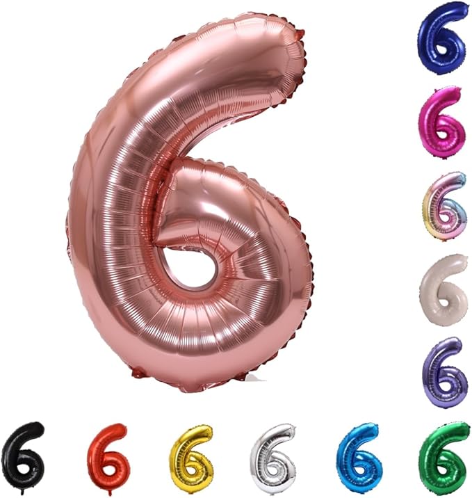YPSelected 32 Inch Large Foil Helium Number Balloon Birthday Wedding Party 0-9 (Rose Gold, 6)
