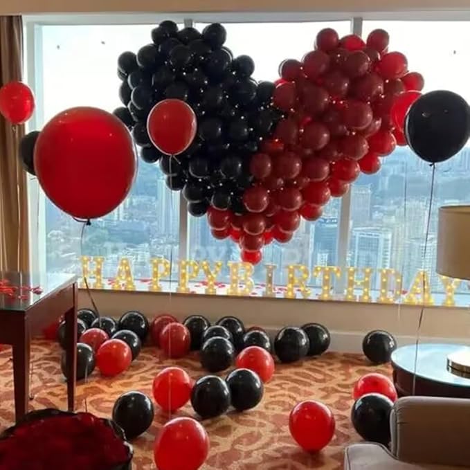 200 Pcs Red and Black Balloons 5 Inch Latex Matte Mini Small Balloon Garland Arch Kit for Baby Shower Birthday Bridal Shower Wedding Anniversary Party Decorations
