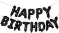 KALOR Black Happy Birthday Balloons Banner, 16 Inch Mylar Foil Letters Balloon Sign for Birthday Party Decorations Photo Booth Backdrop