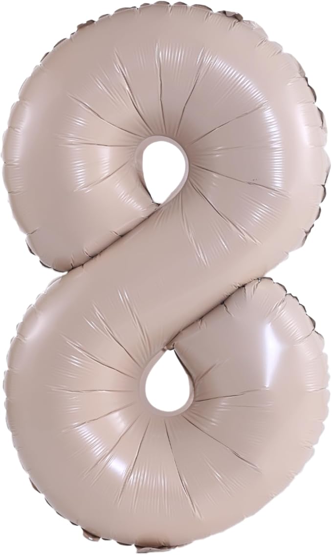 YPSelected 32 Inch Large Foil Helium Number Balloon Birthday Wedding Party 0-9 (Cream, 8)