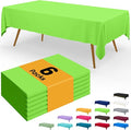 Smiry Disposable Table Cloth - 6 Pack, 54 x 108 Inch Waterproof Rectangle Tablecloths for Parties, Decorative Plastic Table Cover, Leakproof & Sturdy, Lime Green