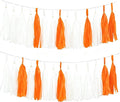 Orange White Tissue Paper Tassel, Orange Party Decorations for Birthday, Baby Shower,Bridal,Sport Game,Graduation,Halloween 20 Pack