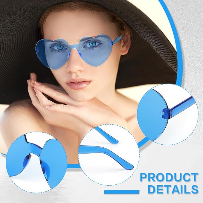Heart Sunglasses 2 Pairs Heart Shaped Sunglasses Womens Heart Glasses Rave Sunglasses for Women Party Favors