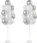 Balloon Column Kit for Floor-Balloon Columns with Stand, Base and Pole,Balloon Tower Backdrop Decoration for Wedding, Baby Shower, Birthday Party, or Bachelorette Parties (Silver White)