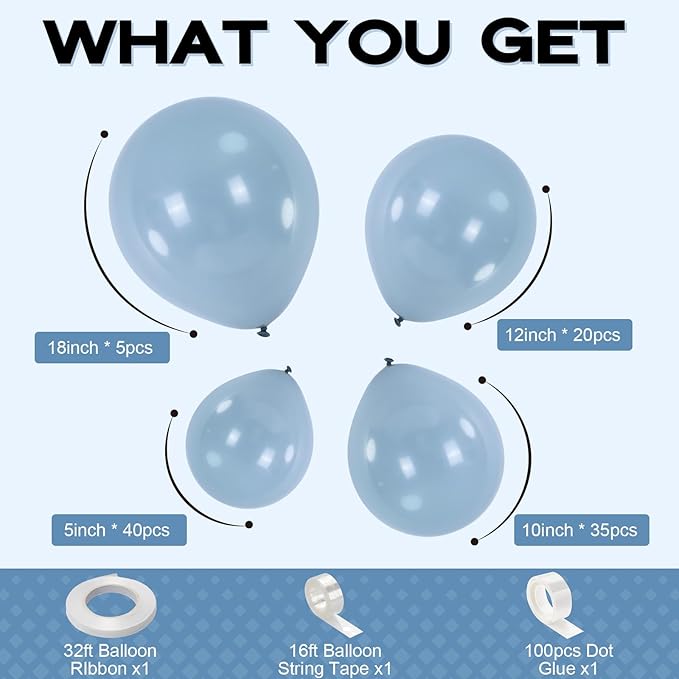 Pale Aqua Balloons Arch Blue Balloons Garland Light Dusty Fog Mist Blue Balloon Different Sizes 5 10 12 18inch Helium Latex Balloon Boho Birthday Party Decoration Wedding Baby Shower Graduation