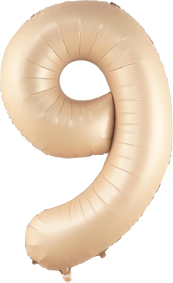 KatchOn Giant Caramel Number 9 Balloon - 40 Inch | 1 Count | Caramel 9 Balloon | 9 Birthday Balloon Decorations