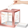 Funrous 51 Diaper Raffle Tickets with Box for Baby Shower Game Invitations Diaper Raffle Card for Gender Reveal Baby Shower Party Decoration Table Centerpiece(Clear Rose Gold)