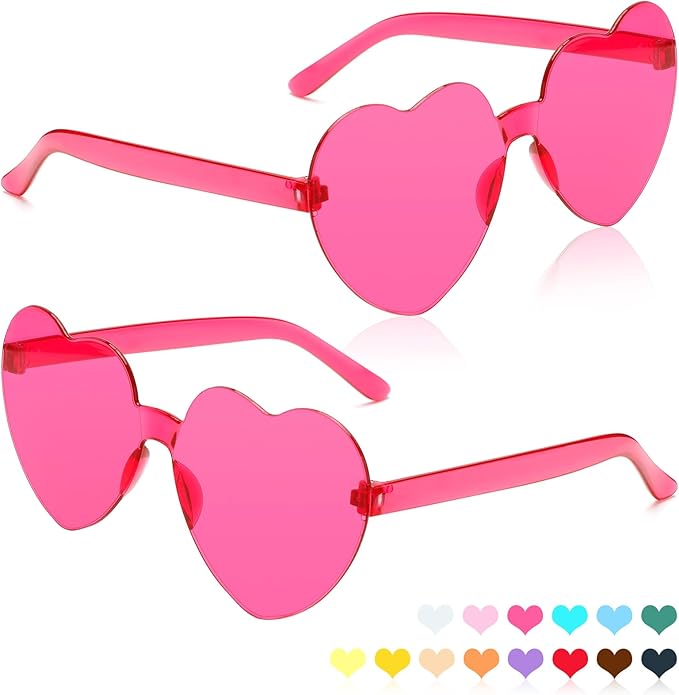 Heart Sunglasses 2 Pairs Heart Shaped Sunglasses Womens Heart Glasses Rave Sunglasses for Women Party Favors